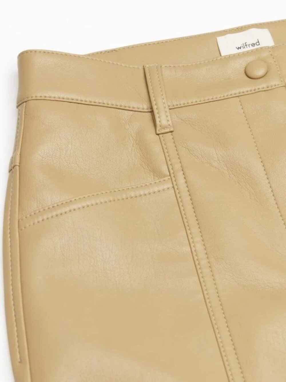 Aritzia Wilfred Rebel Tan Faux Leather Pleather Pants Classic Slim Fit Size 10